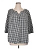 Catherines 100% Cotton Houndstooth Black 3/4 Sleeve Blouse Size 1X - photo 1