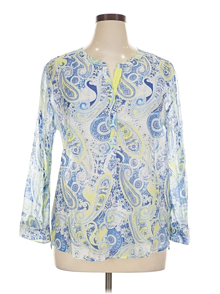 Pre-owned Grand & Greene Long Sleeve Blouse In Green