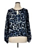 Cache 100% Polyester Animal Print Blue Long Sleeve Blouse Size XL - photo 1