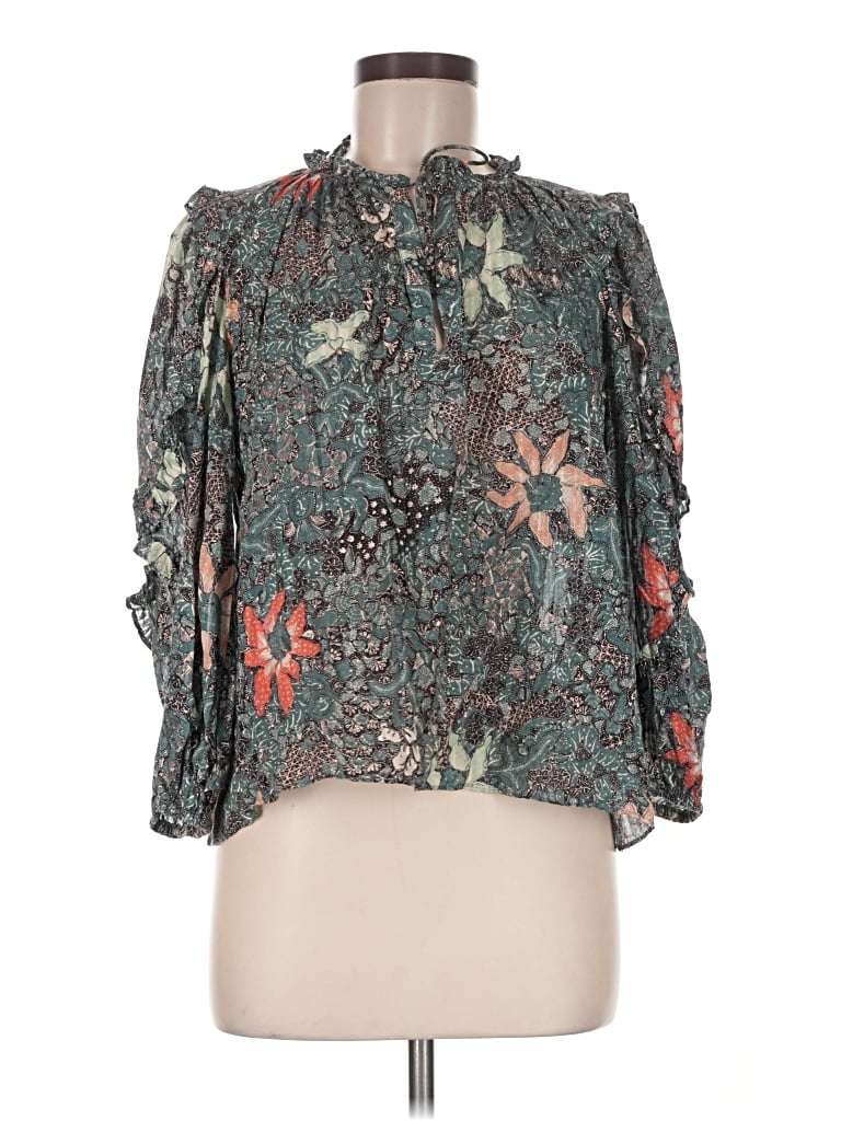 Pre-owned Ulla Johnson 3/4 Sleeve Blouse In Teal