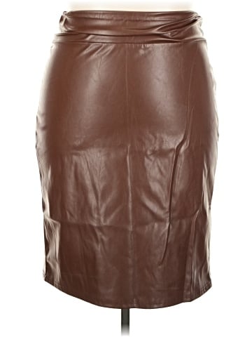 Shein Curve Faux Leather Skirt (view 1)