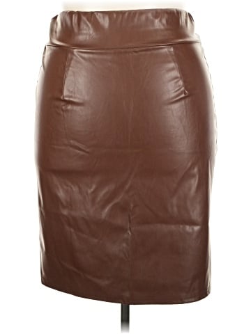Shein Curve Faux Leather Skirt (view 2)