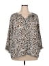 Zac & Rachel 100% Polyester Animal Print Silver 3/4 Sleeve Blouse Size 2X - photo 1