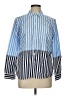 Talbots 100% Cotton Stripes Blue Long Sleeve Button-Down Shirt Size Lg Petite - photo 1