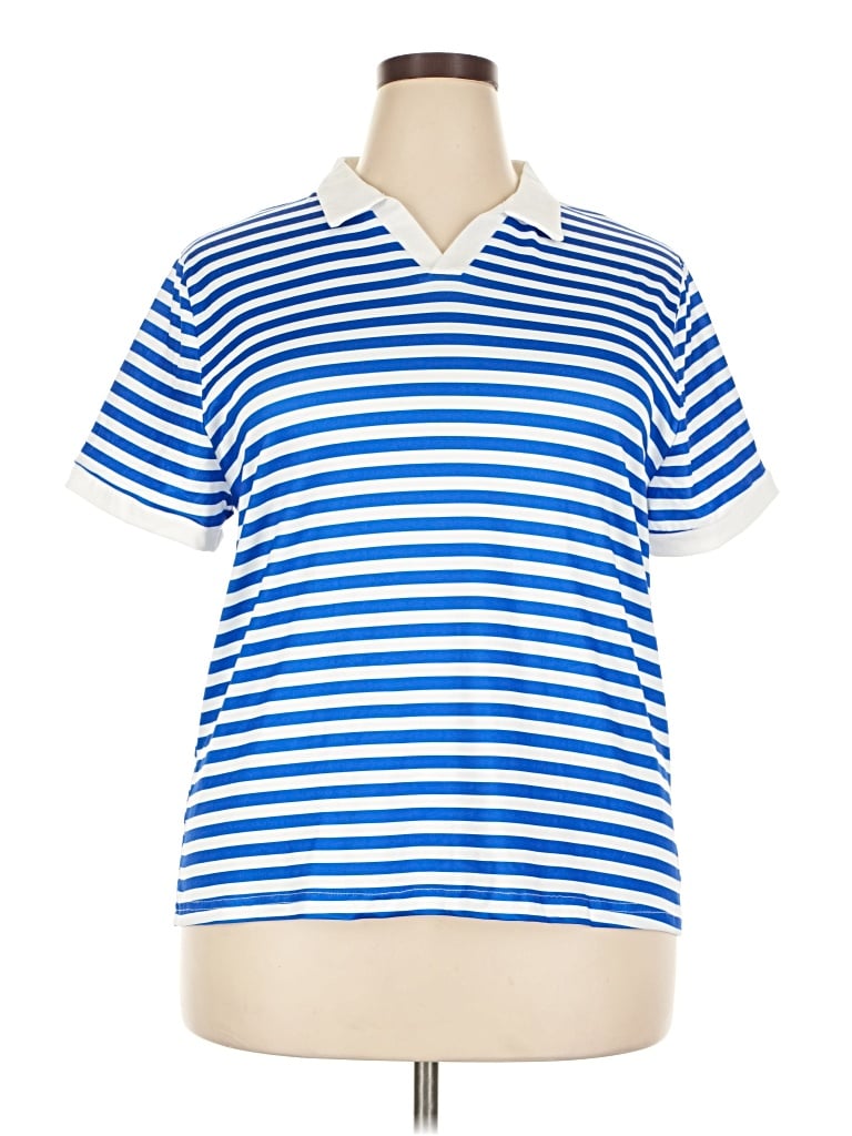 Pre-owned Unbranded Short Sleeve Polo Shirt In Blue