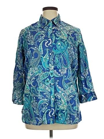Lauren by Ralph Lauren 3/4 Sleeve Button-Down Shirt (view 1)