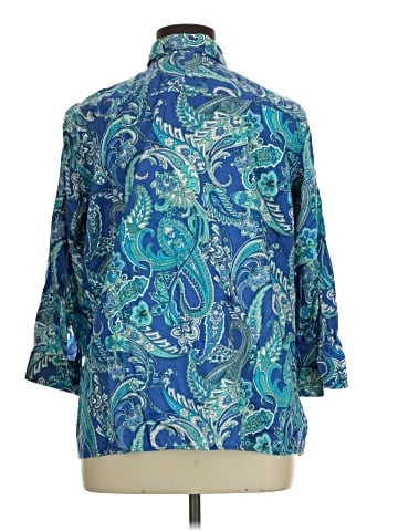Lauren by Ralph Lauren 3/4 Sleeve Button-Down Shirt (view 2)