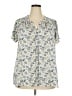Rose + Olive 100% Polyester Paisley Ivory Short Sleeve Blouse Size 2X - photo 1