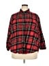 Old Navy 100% Cotton Plaid Red 3/4 Sleeve Button-Down Shirt Size 2X - photo 1