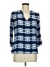 Amour Vert 100% Silk Blue 3/4 Sleeve Silk Top Size M - photo 1