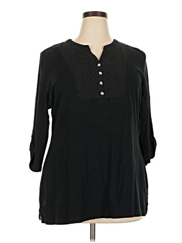 Karen Scott Long Sleeve Henley (view 1)