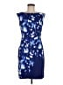 Ann Taylor 100% Polyester Graphic Blue Cocktail Dress Size 6 - photo 1