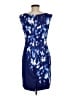 Ann Taylor 100% Polyester Graphic Blue Cocktail Dress Size 6 - photo 2