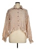 Unbranded 100% Polyester Checkered-gingham Tan Long Sleeve Blouse Size XL - photo 1