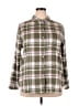 Gap 100% Cotton Plaid Brown 3/4 Sleeve Button-Down Shirt Size XL - photo 1