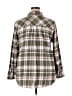 Gap 100% Cotton Plaid Brown 3/4 Sleeve Button-Down Shirt Size XL - photo 2