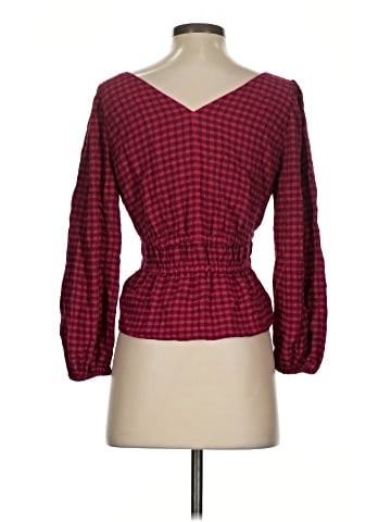 Madewell Crinkled V-Neck Peplum Top in Plaid (view 2)