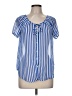 Old Navy 100% Polyester Stripes Blue Short Sleeve Blouse Size M - photo 1