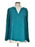 Adrianna Papell 100% Polyester Solid Teal Long Sleeve Blouse Size L - photo 1