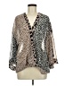 Umgee Animal Print Brown Long Sleeve Blouse Size M - photo 1