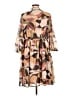 Torrid 100% Polyester Print Brown Casual Dress Size Lg Plus (0) - photo 2