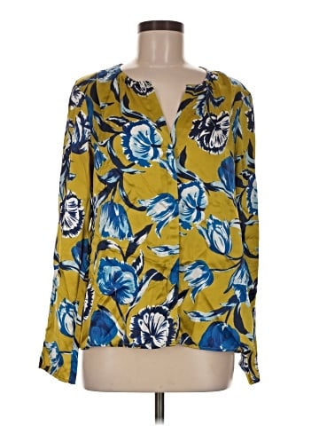 Ecru Long Sleeve Silk Top (view 1)