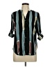 Shein Stripes Teal 3/4 Sleeve Button-Down Shirt Size L - photo 1