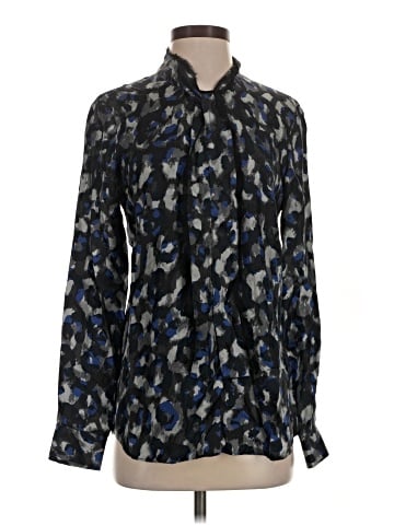 Theory Long Sleeve Silk Top (view 1)