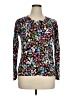 August Silk Floral Black Long Sleeve Top Size XL - photo 1