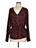 Express 100% Polyester Animal Print Burgundy Long Sleeve Blouse Size M - photo 1