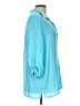 Lilly Pulitzer 100% Polyester Solid Teal 3/4 Sleeve Blouse Size L - photo 4