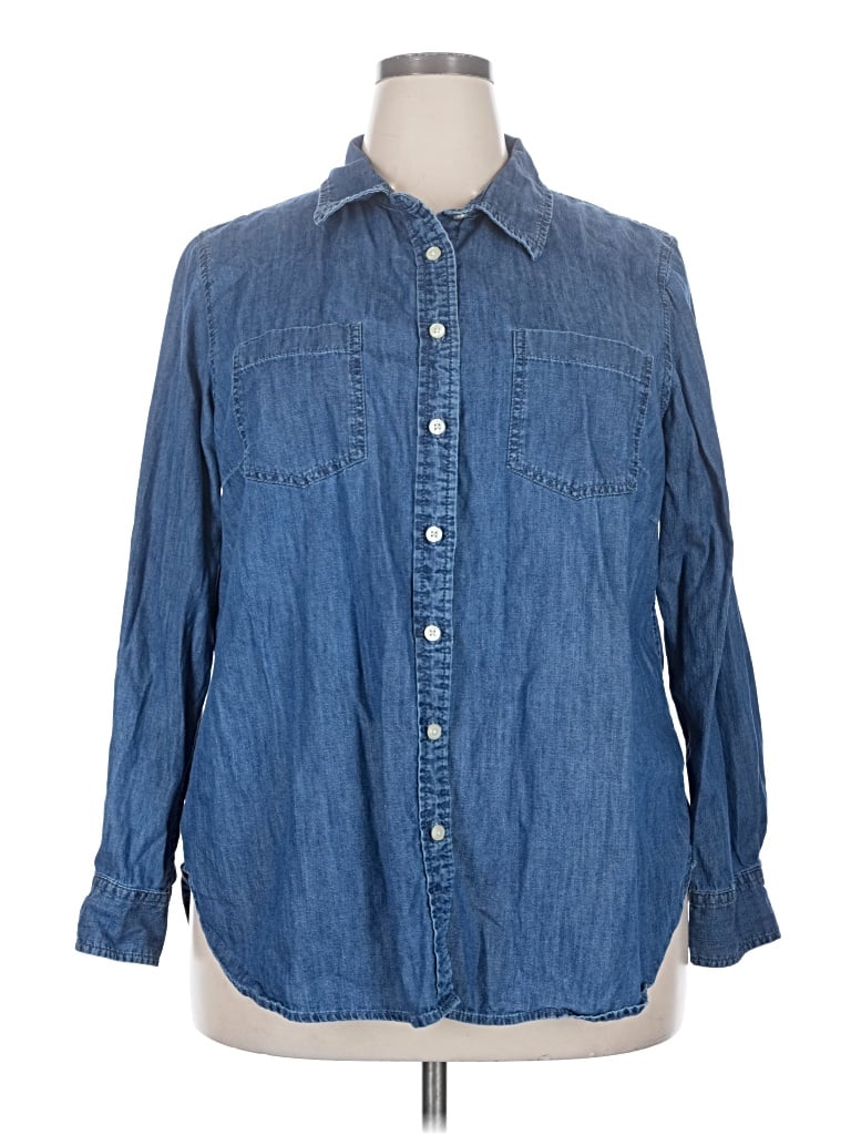 Pre-owned Talbots Long Sleeve Button Down Shirt In Blue