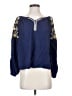 Solitaire 100% Rayon Blue Long Sleeve Blouse Size S - photo 1