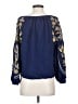 Solitaire 100% Rayon Blue Long Sleeve Blouse Size S - photo 2