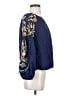 Solitaire 100% Rayon Blue Long Sleeve Blouse Size S - photo 4