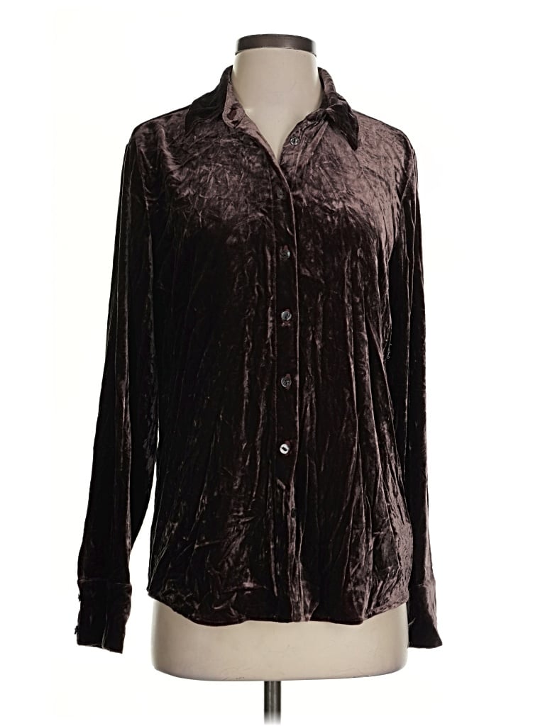 Pre-owned Faherty Long Sleeve Blouse In Black