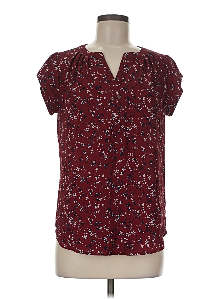 Pre-owned 41hawthorn Short Sleeve Blouse In Burgundy