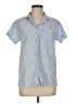 Unbranded Stripes Blue Short Sleeve Button-Down Shirt Size M - photo 1
