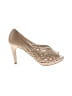 Prada 100% Leather Metallic Gold Heels Size EU 37 1/2 - photo 1