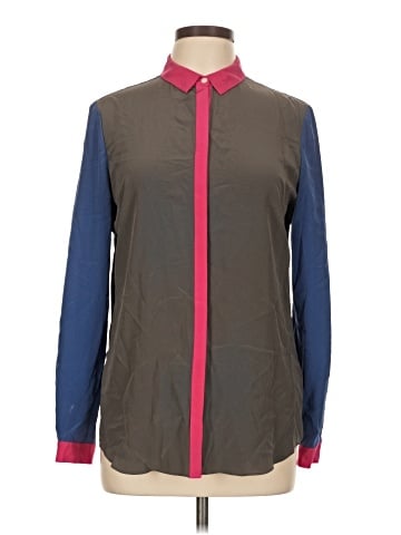 Thomas Pink Long Sleeve Silk Top (view 1)