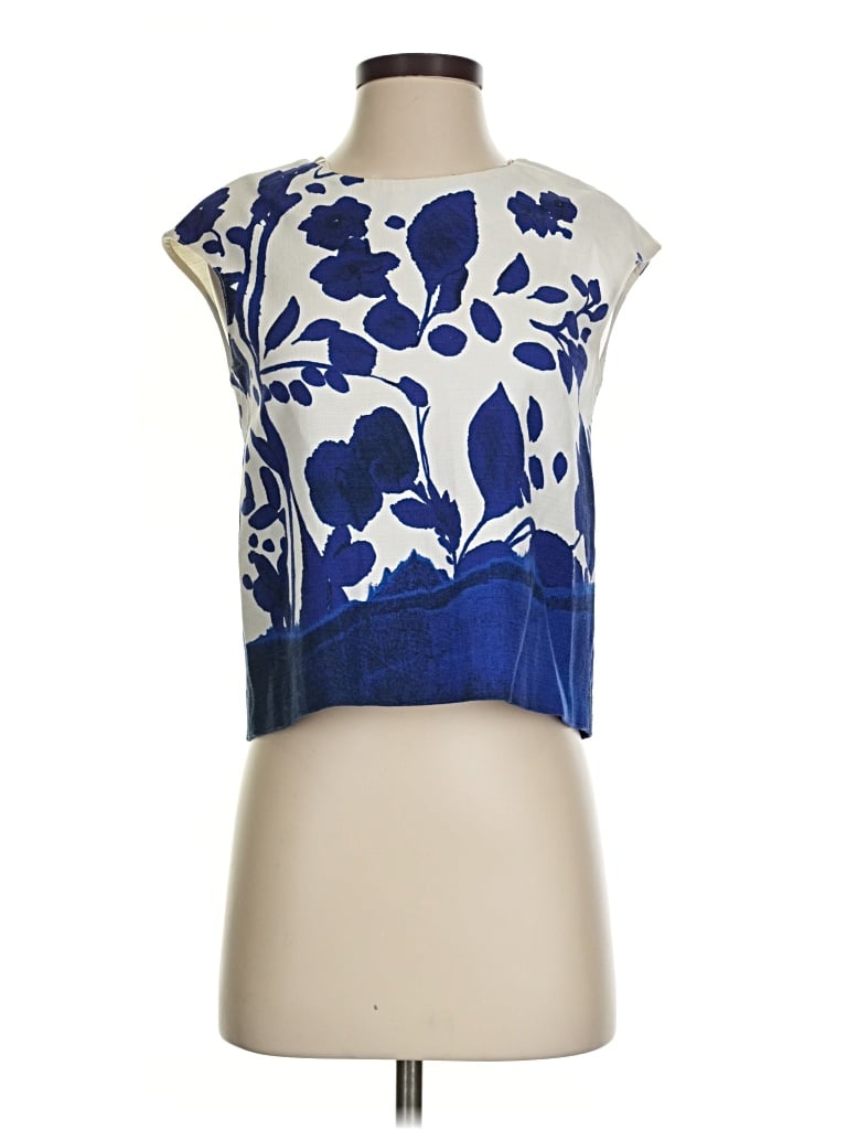Pre-owned Zara Basic Sleeveless Blouse In Blue