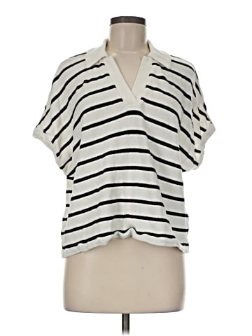 Madewell Relaxed V-Neck Polo Shirt in Stripe (view 1)