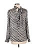 MNG 100% Polyester Houndstooth Ivory Black Long Sleeve Blouse Size M - photo 2