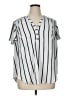 Torrid 100% Polyester Stripes White Short Sleeve Blouse Size 1X Plus (1) - photo 1