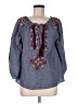 THML 100% Cotton Blue 3/4 Sleeve Blouse Size M - photo 1