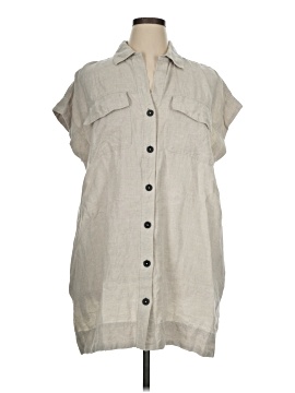 Madewell Utility Short-Sleeve Mini Shirtdress in 100% Linen