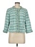 Black Label by Chico's 100% Cotton Tweed Teal Jacket Size Med (1) - photo 1