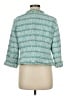 Black Label by Chico's 100% Cotton Tweed Teal Jacket Size Med (1) - photo 2