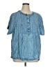 J.Jill Blue Short Sleeve Blouse Size XL - photo 1