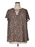 Torrid 100% Polyester Animal Print Brown Short Sleeve Blouse Size 1X Plus (1) - photo 1